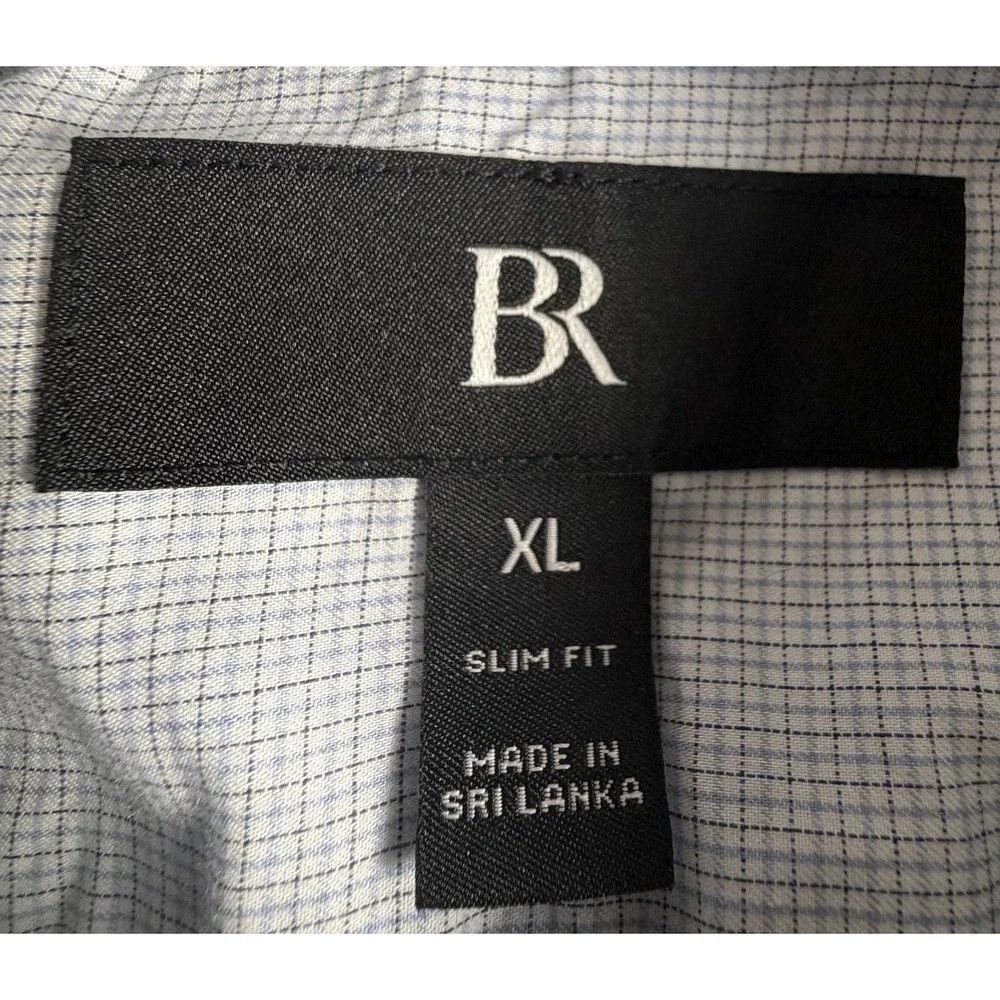 Banana Republic Shirt Mens XL Blue Check Slim Fit Long Sleeve Button Down Dress